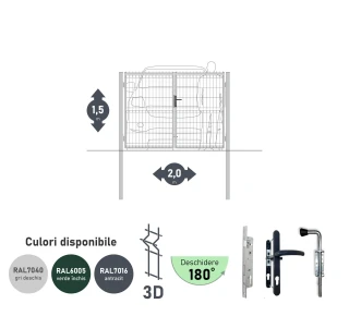 Ворота OPTIMA 3D H-1,5м L-2,0м (D80) RAL7040