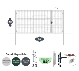 Ворота OPTIMA 3D H-2,0м L-4,0м (H100) RAL7040