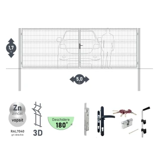 Ворота OPTIMA 3D H-1,7м L-5,0м (D100) RAL7040