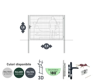 Ворота OPTIMA 3D H-1,8м L-2,5м (S100) RAL7040