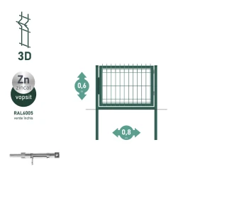 Калитка OPTIMA 3D H-0,6м L-0,8м RAL6005