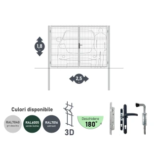 Ворота OPTIMA 3D H-1,8м L-2,5м (D80) RAL7040