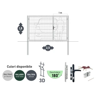 Ворота OPTIMA 3D H-1,8м L-2,5м (H100) RAL7040