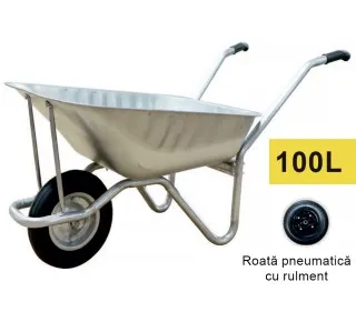 Тачка 100L (металл) с пневматическим колесом на подшипнике