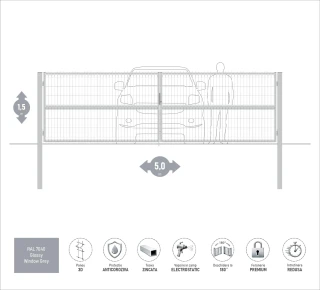 Ворота OPTIMA 3D H-1,5м L-5,0м (D100) RAL7040