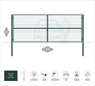Ворота OPTIMA 3D H-2,0м L-5,0м (D100) RAL6005