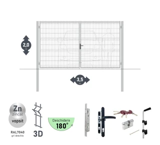 Poarta auto batanta OPTIMA 3D H-2,0m L-3,5m (D100) RAL7040 - image thumb 2