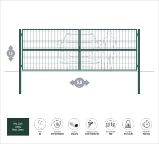 Ворота OPTIMA 3D H-1,8м L-5,0м (D100) RAL6005