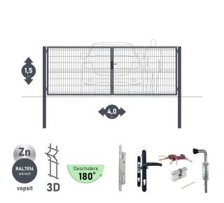 Ворота OPTIMA 3D H-1,5м L-4,0м (D100) RAL7016