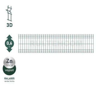 Панель для забора оцинкованная и крашенная (зеленый) ECO  D-3,2 H-0,6м L-2,5м