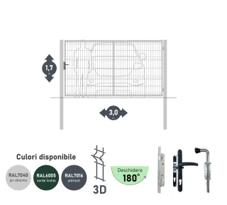 Ворота OPTIMA 3D H-1,7м L-3,0м (S100) RAL7040