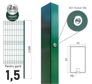 Столб оцинкованный ЕСО 15 (60х40x1,2) L-2,0м крашенный RAL6005