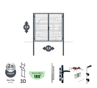 Poarta auto batanta OPTIMA 3D H-2,0m L-2,0m (D80) RAL7040 - image thumb 4