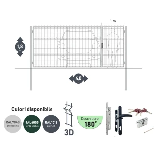 Ворота OPTIMA 3D H-1,8м L-4,0м (H100) RAL7040
