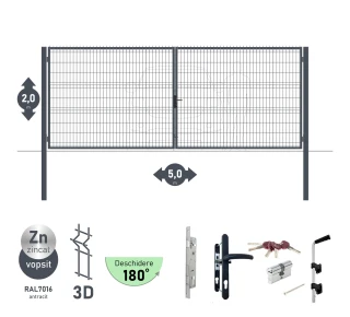 Ворота OPTIMA 3D H-2,0м L-5,0м (D100) RAL7016