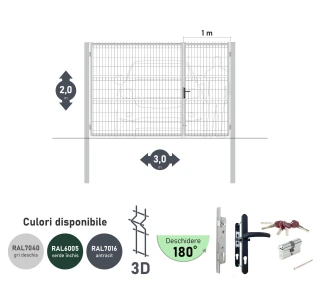 Ворота OPTIMA 3D H-2,0м L-3,0м (H100) RAL7040