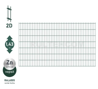 Панель для забора оцинкованная и крашенная (зеленый) DUOS H-1,43м L-2,5м