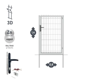 Калитка OPTIMA 3D H-1,4м L-0,8м RAL7040