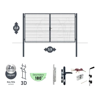 Poarta auto batanta OPTIMA 3D H-2,0m L-3,5m (D100) RAL7040 - image thumb 4