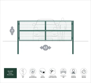 Ворота OPTIMA 3D H-1,5м L-4,0м (D100) RAL6005