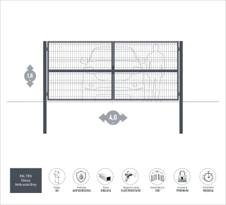 Ворота OPTIMA 3D H-1,8м L-4,0м (D100) RAL7016