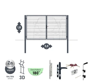 Ворота OPTIMA 3D H-1,8м L-3,0м (D100) RAL7016