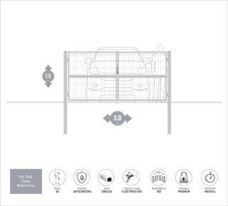 Ворота OPTIMA 3D H-1,5м L-3,0м (D100) RAL7040