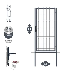 Калитка OPTIMA 3D H-1,8м L-0,8м RAL7016