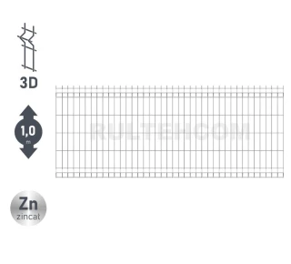 Панель для забора оцинкованная OPTIMA D-3,7 H-1,0м L-2,5м