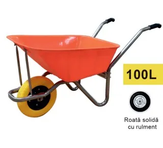 Тачка 100L (пластик) с литым колесом на подшипнике