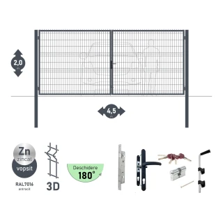 Poarta auto batanta OPTIMA 3D H-2,0m L-4,5m (D100) RAL7040 - image thumb 4