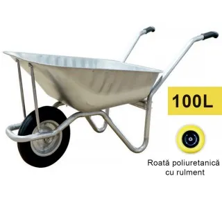 Тачка 100L (металл) с полиуретановым колесом на подшипнике