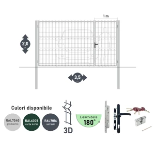 Ворота OPTIMA 3D H-2,0м L-3,5м (H100) RAL7040