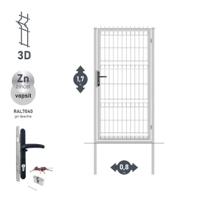 Калитка OPTIMA 3D H-1,7м L-0,8м RAL7040