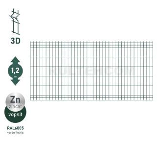 Панель для забора оцинкованная и крашенная (зеленый) OPTIMA D-3,7 H-1,2м L-2,5м