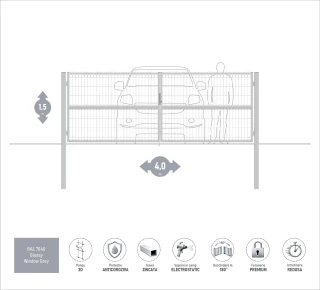 Ворота OPTIMA 3D H-1,5м L-4,0м (D100) RAL7040