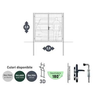 Ворота OPTIMA 3D H-2,0м L-2,0м (D80) RAL7040