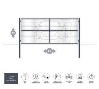 Ворота OPTIMA 3D H-2,0м L-4,0м (D100) RAL7016