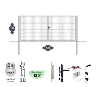 Ворота OPTIMA 3D H-1,8м L-4,0м (D100) RAL7040