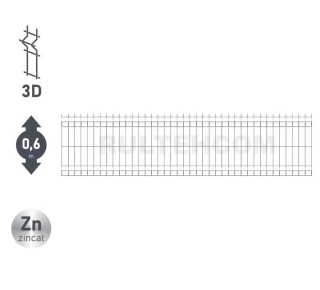 Панель для забора оцинкованная OPTIMA D-3,7 H-0,6м L-2,5м