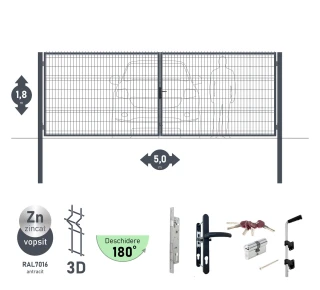 Ворота OPTIMA 3D H-1,8м L-5,0м (D100) RAL7016