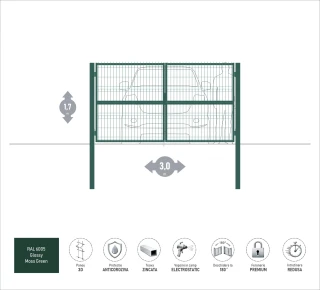Ворота OPTIMA 3D H-1,7м L-3,0м (D100) RAL6005
