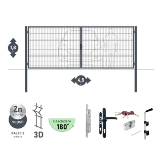 Poarta auto batanta OPTIMA 3D H-1,8m L-4,5m (D100) RAL7040 - image thumb 4