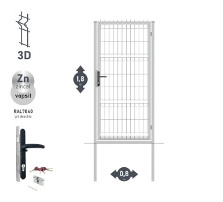 Калитка OPTIMA 3D H-1,8м L-0,8м RAL7040