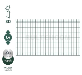 Панель для забора оцинкованная и крашенная (зеленый) ECO D-3,2 H-1,4м L-2,5м