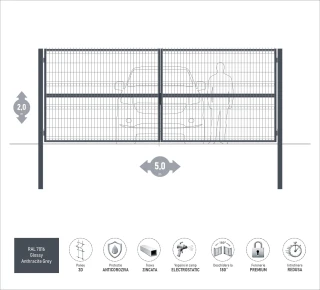 Ворота OPTIMA 3D H-2,0м L-5,0м (D100) RAL7016