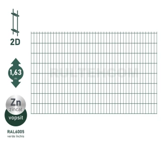 Панель для забора оцинкованная и крашенная (зеленый) DUOS H-1,63м L-2,5м