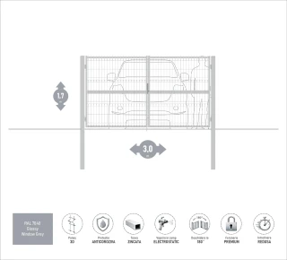 Ворота OPTIMA 3D H-1,7м L-3,0м (D100) RAL7040