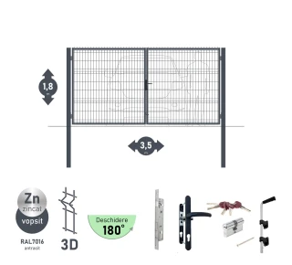 Poarta auto batanta OPTIMA 3D H-1,8m L-3,5m (D100) RAL7040 - image thumb 4