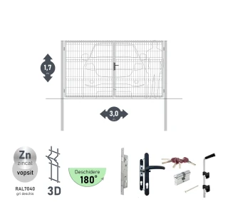 Ворота OPTIMA 3D H-1,7м L-3,0м (D100) RAL7040